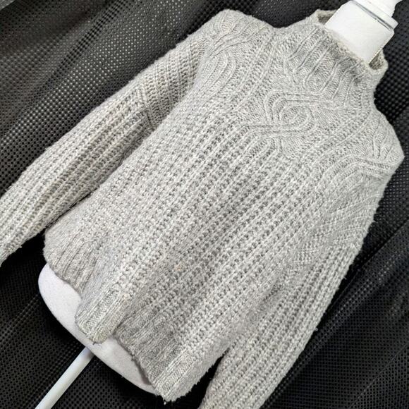 AERIE! FINE WOOL BLEND, GRAY MARL HEAVYWEIGHT CROPPED MOCK NECK SWEATER! SZ M - Picture 1 of 9